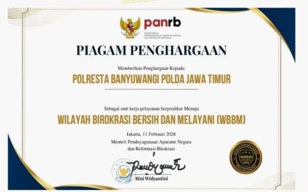 Polresta Banyuwangi Sabet Penghargaan Zona Integritas Menuju WBBM 2025