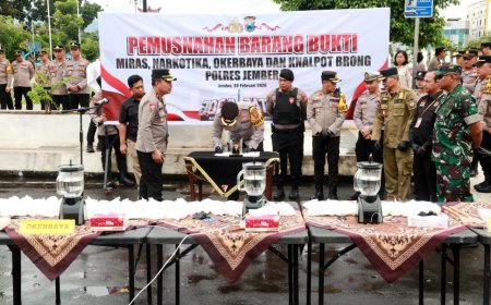 Polres Jember Musnahkan Ribuan Botol Miras Hasil Operasi Pekat Ramadan