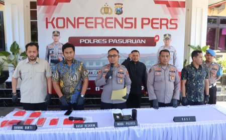 Polres Pasuruan Amankan 5 Tersangka Kasus Tambang Andesit Ilegal di Purwosari